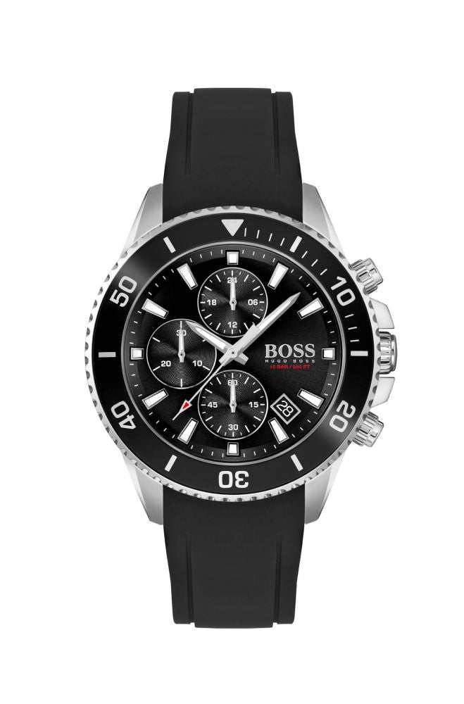 Admiral Black Dial & Black Silicone Strap Gents Watch