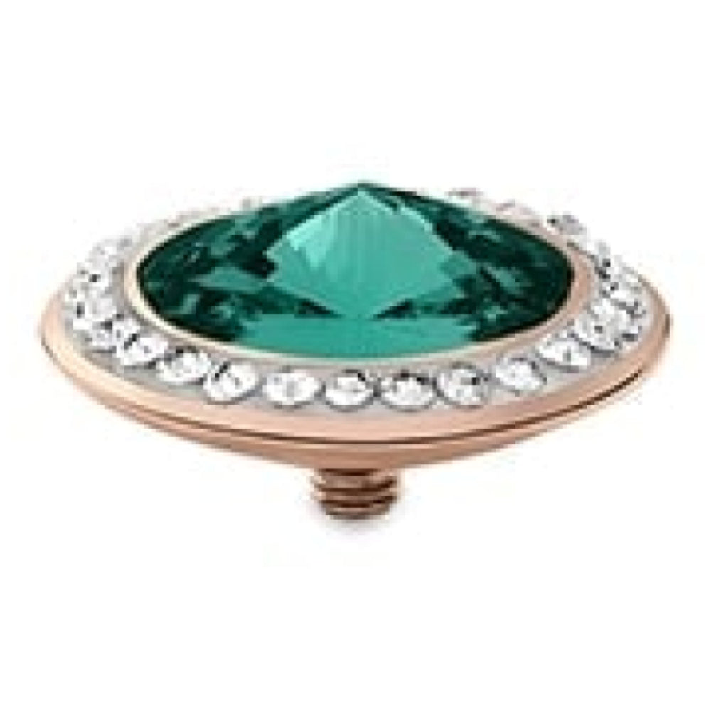 Famosa Tondo Deluxe 16mm Emerald In Rose Gold Plated Ring Top