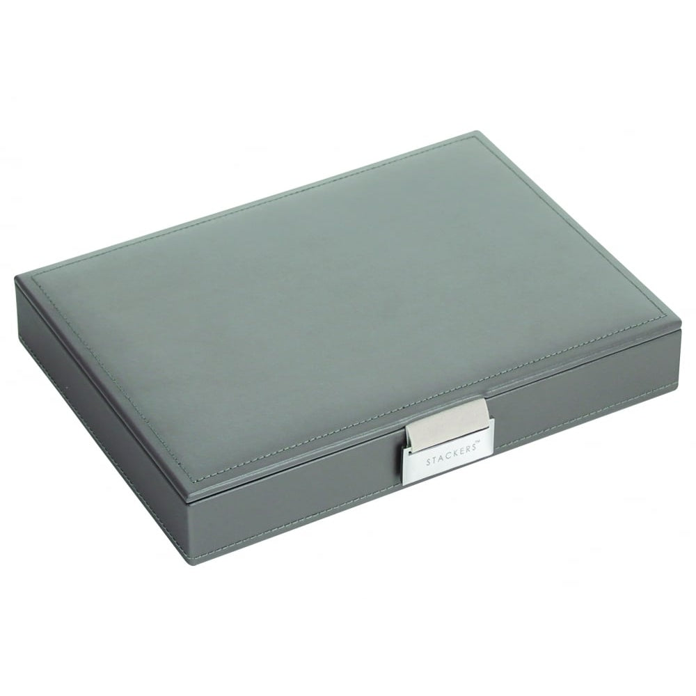 Classic Grey Leather Lidded Jewellery Box
