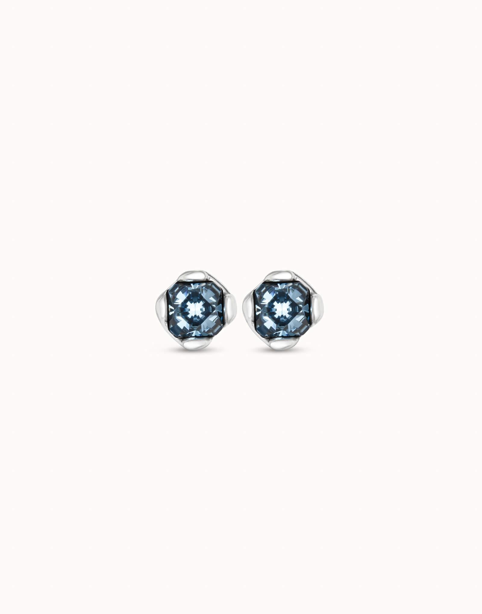 Silver Plated Aura Blue Stud Earrings