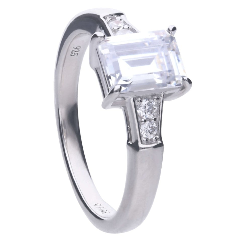 Emerald & Round Cut Zirconia Ring
