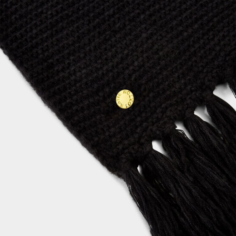 Chunky Knitted Scarf | Black | 180cm X 40cm X 1cm