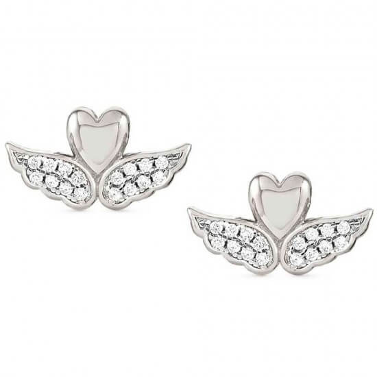 Sweetrock Romance Silver Winged Heart Earrings