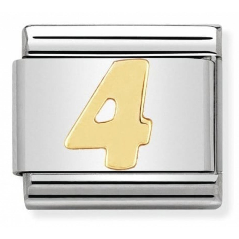 Classic 4 Number In Stainless Steel With 18k Gold Charm