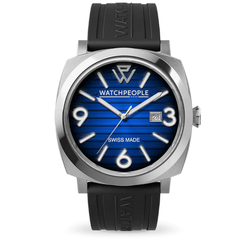 WP2 Metal Silver Case Black Blue Radial Black Strap Watch