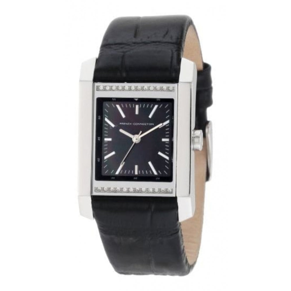 Ladies Quartz Analogue Watch With Square Stone Set Case