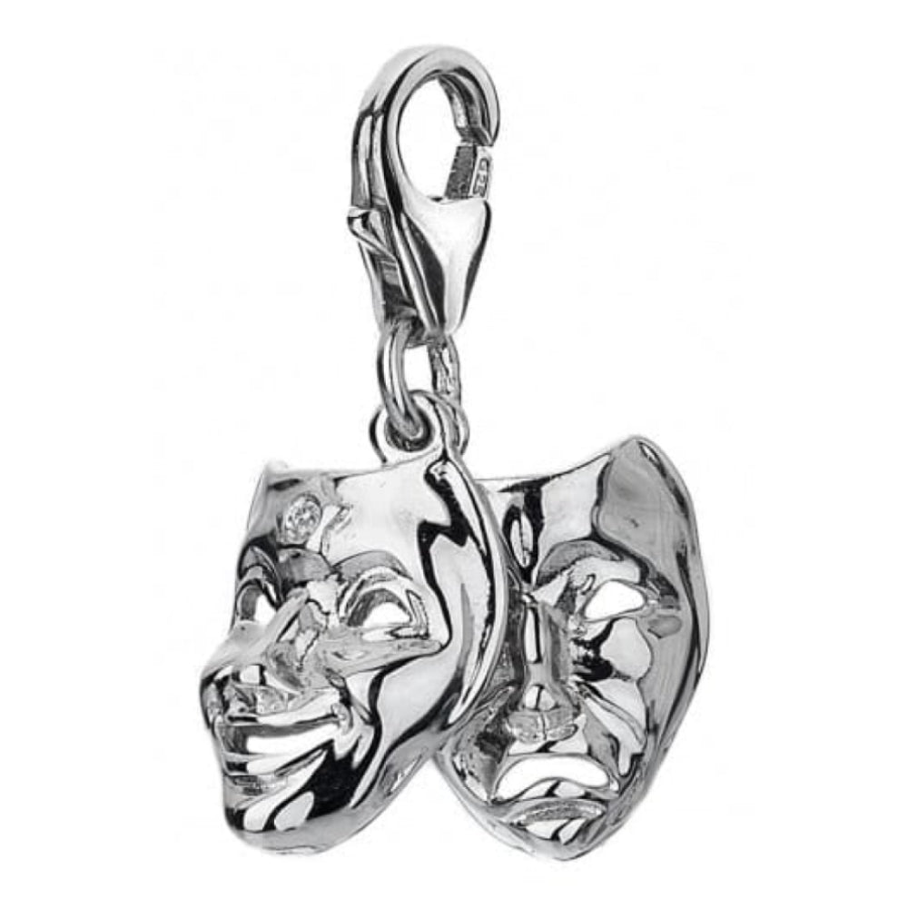 Ladies Theatre Mask Sterling Silver Drop Charm