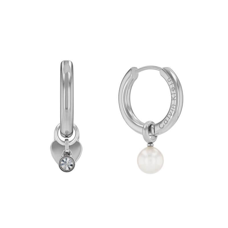 Steel Hoop Earrings with Three Charm Set