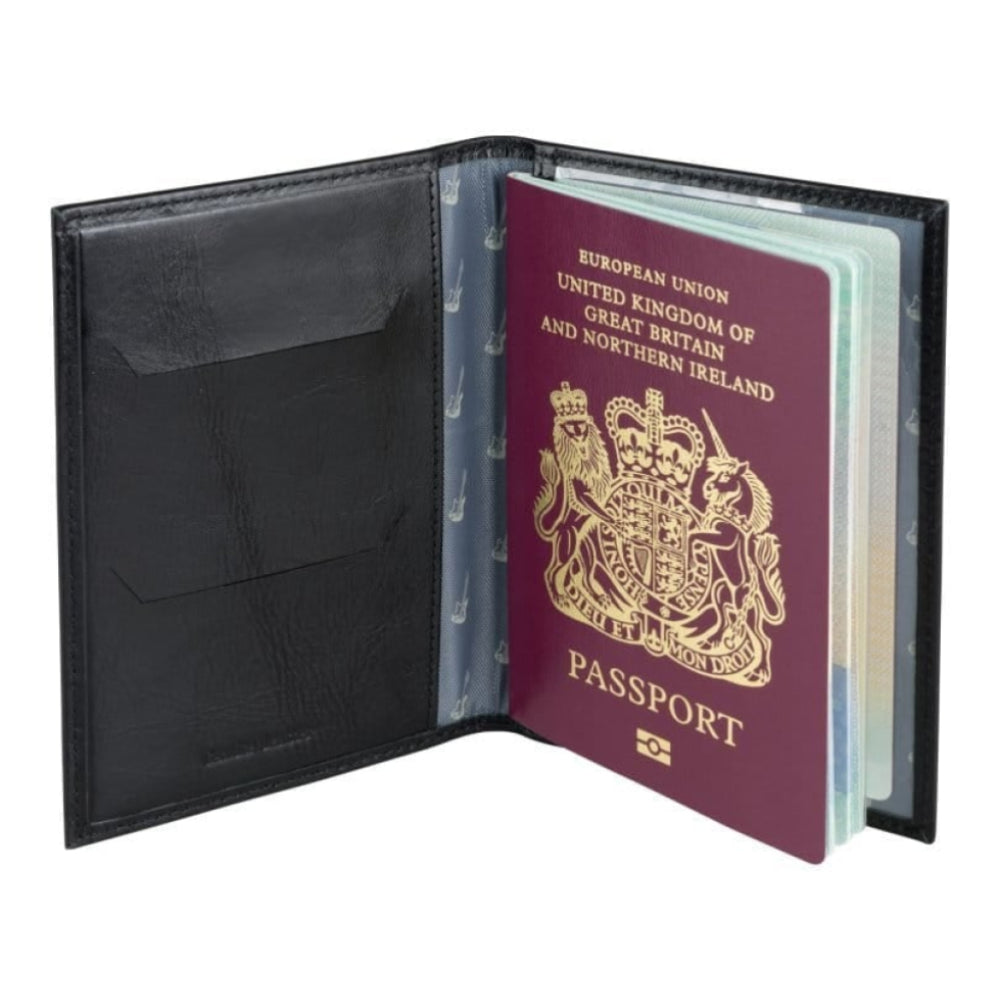 Leather Passport holder with Guitar lining -Black