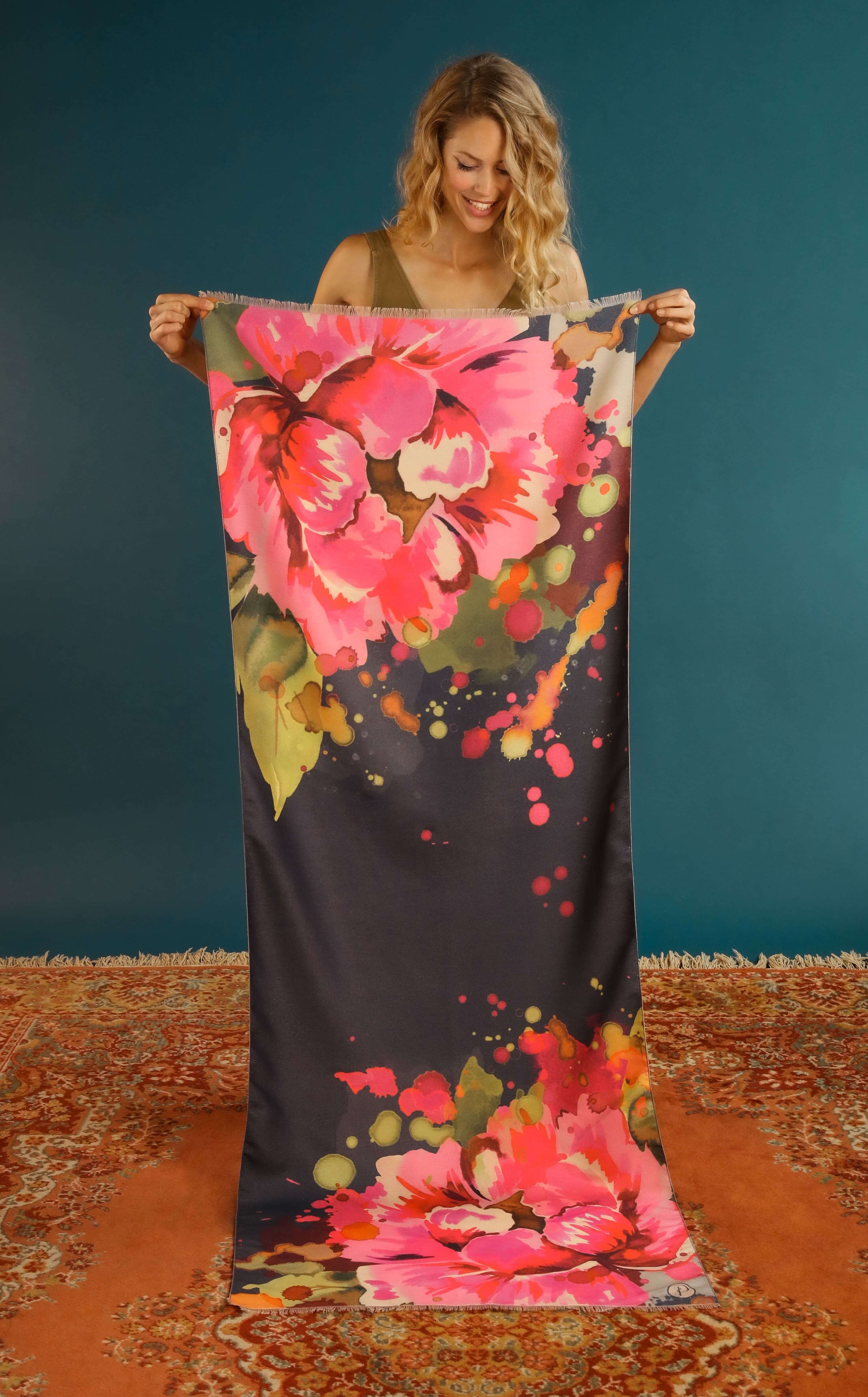Painted Peony Luxurious Scarf