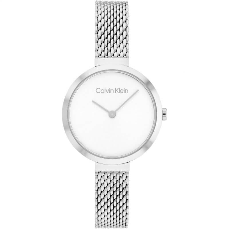 Timeless T-Bar White Dial Stainless Steel Mesh Bracelet Watch