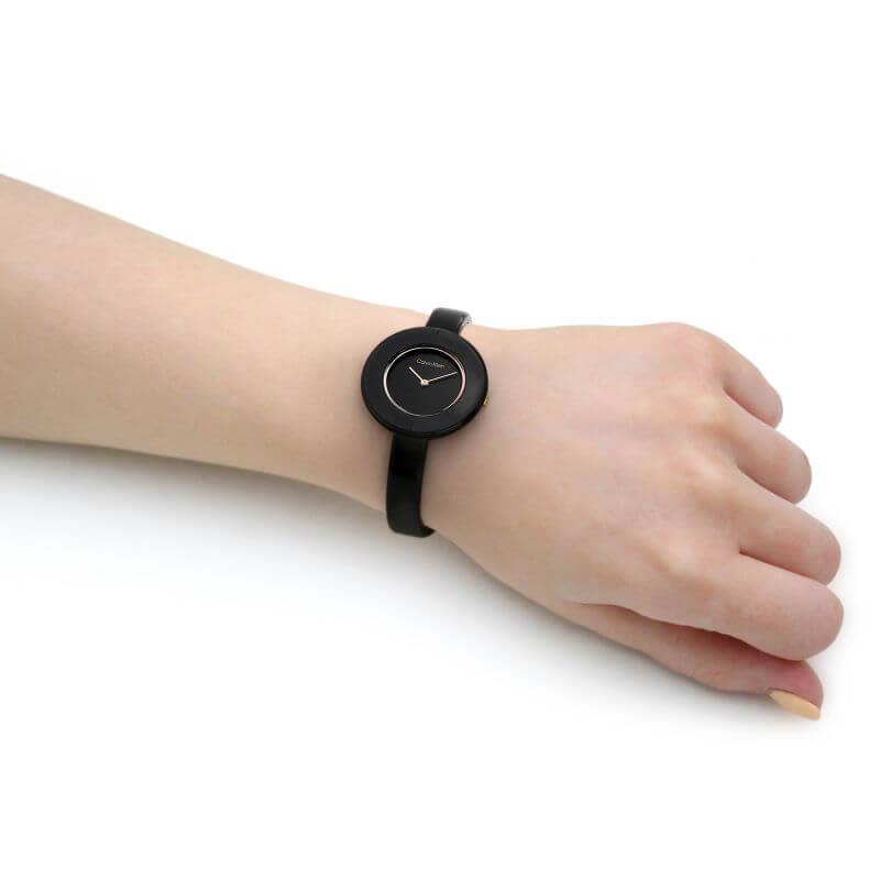 Confidence Bangle Black Dial Black Bracelet Ladies Watch