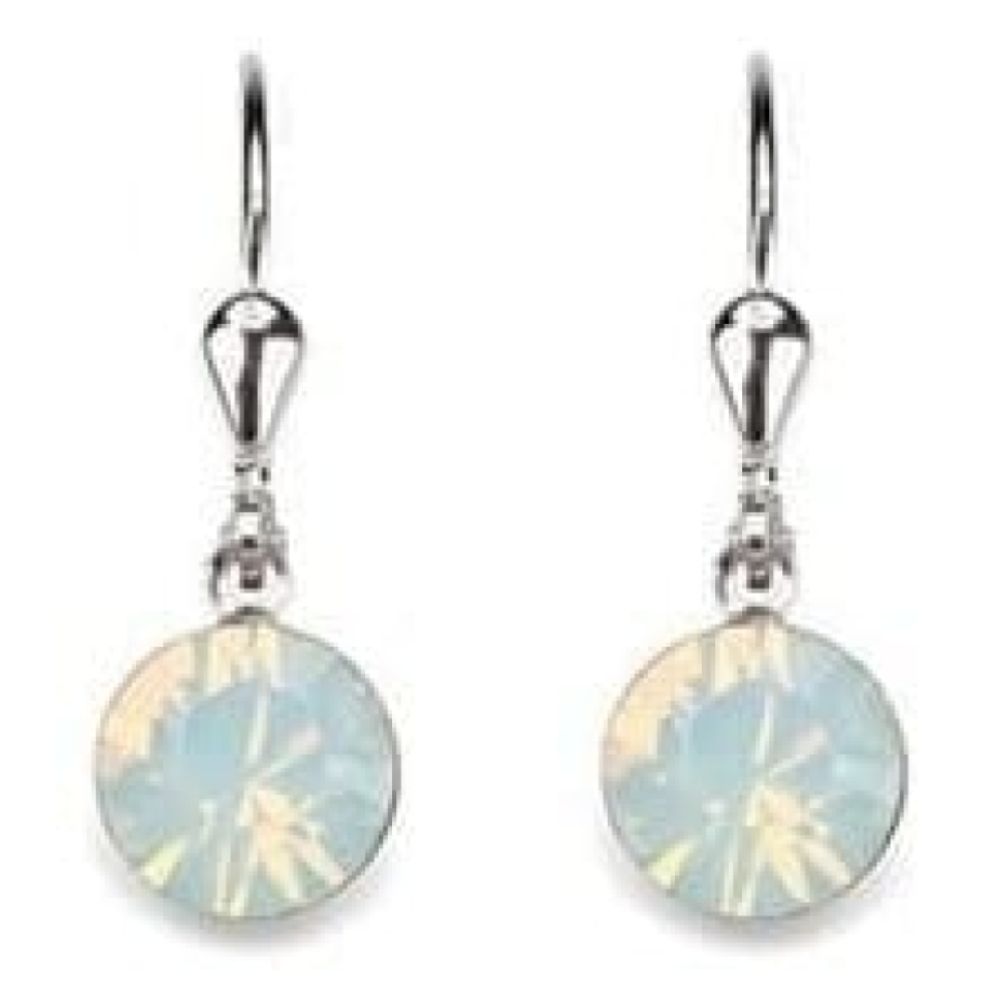 Ladies White Swarovski Elements Rhodium Plated Metal Earrings