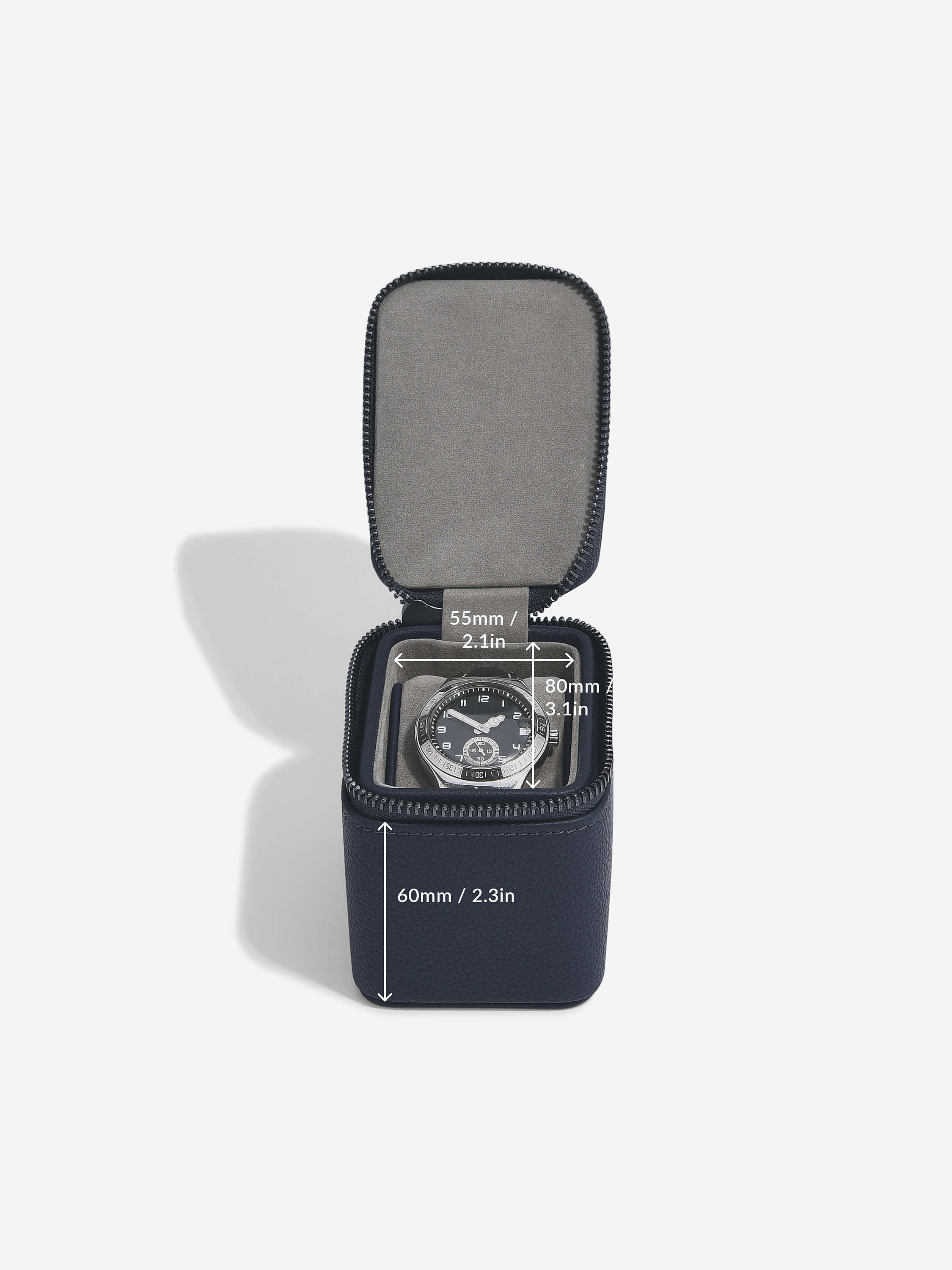 Navy Blue Single Zipped Watch Box