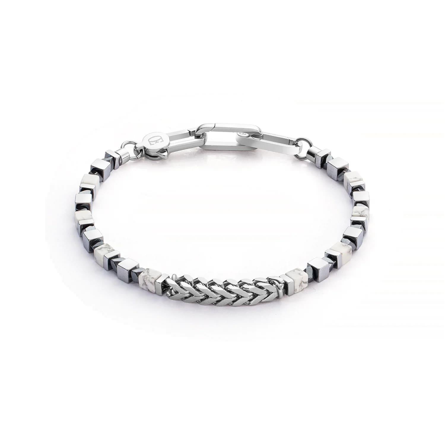 Precious Cubes & Chain White-Silver Bracelet