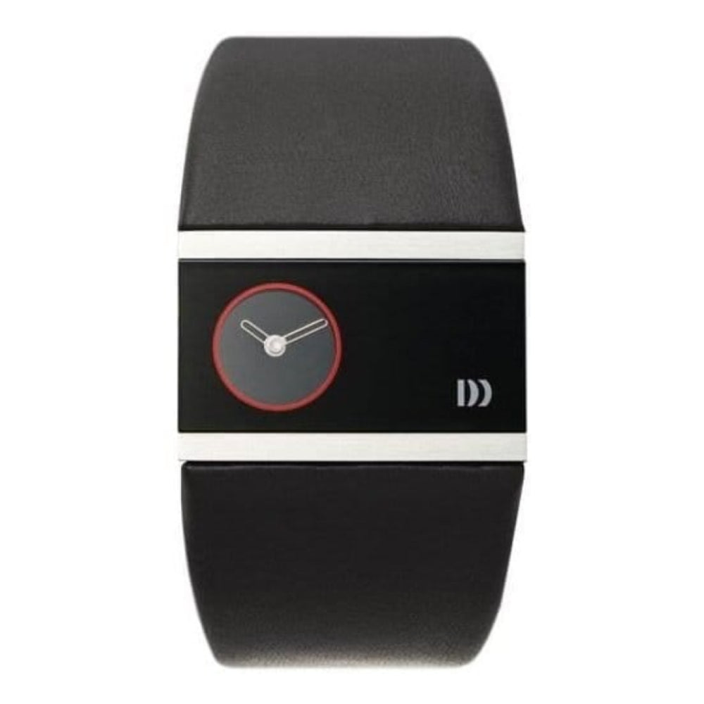 By Anna Gotha Unisex Stainless Steel Black Leather Strap Watch