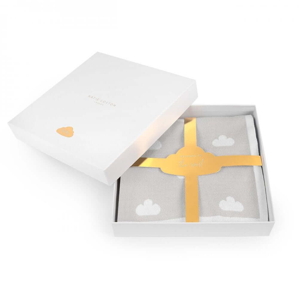Beautifully Boxed Baby Blanket | Welcome To The World | Grey