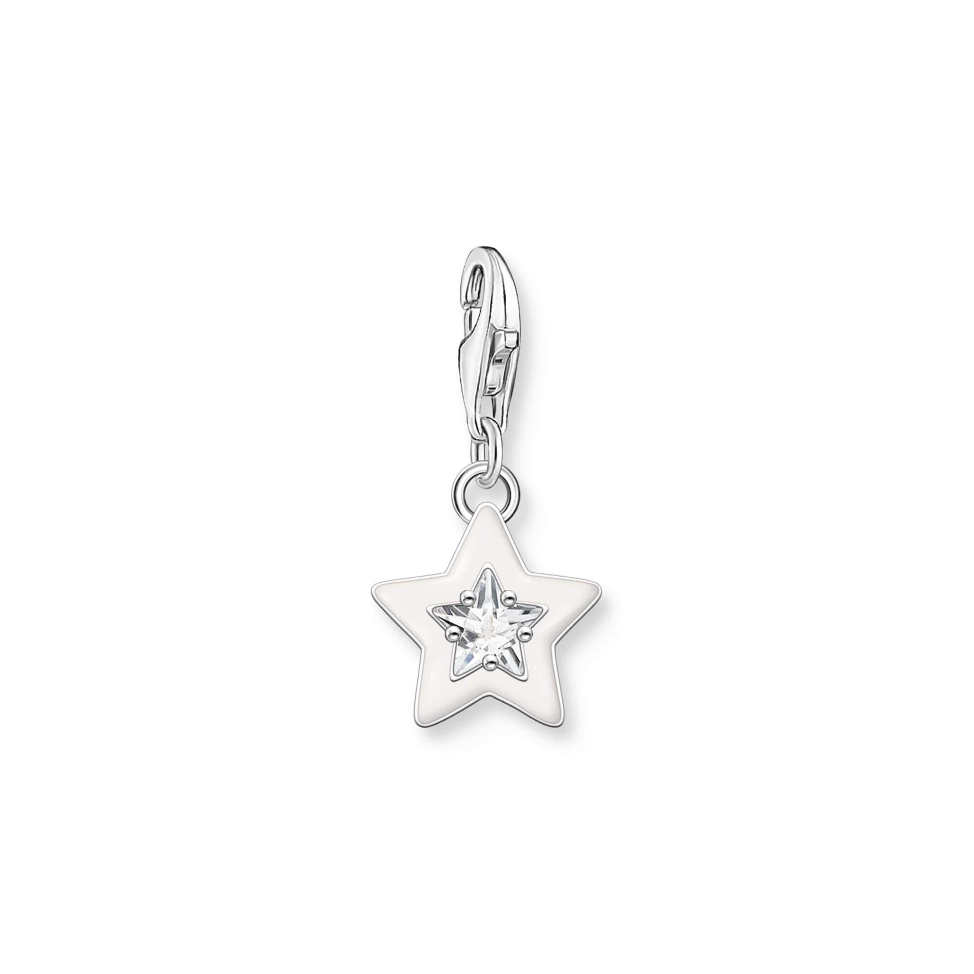 Star With White CZ & Enamel Charm Pendant