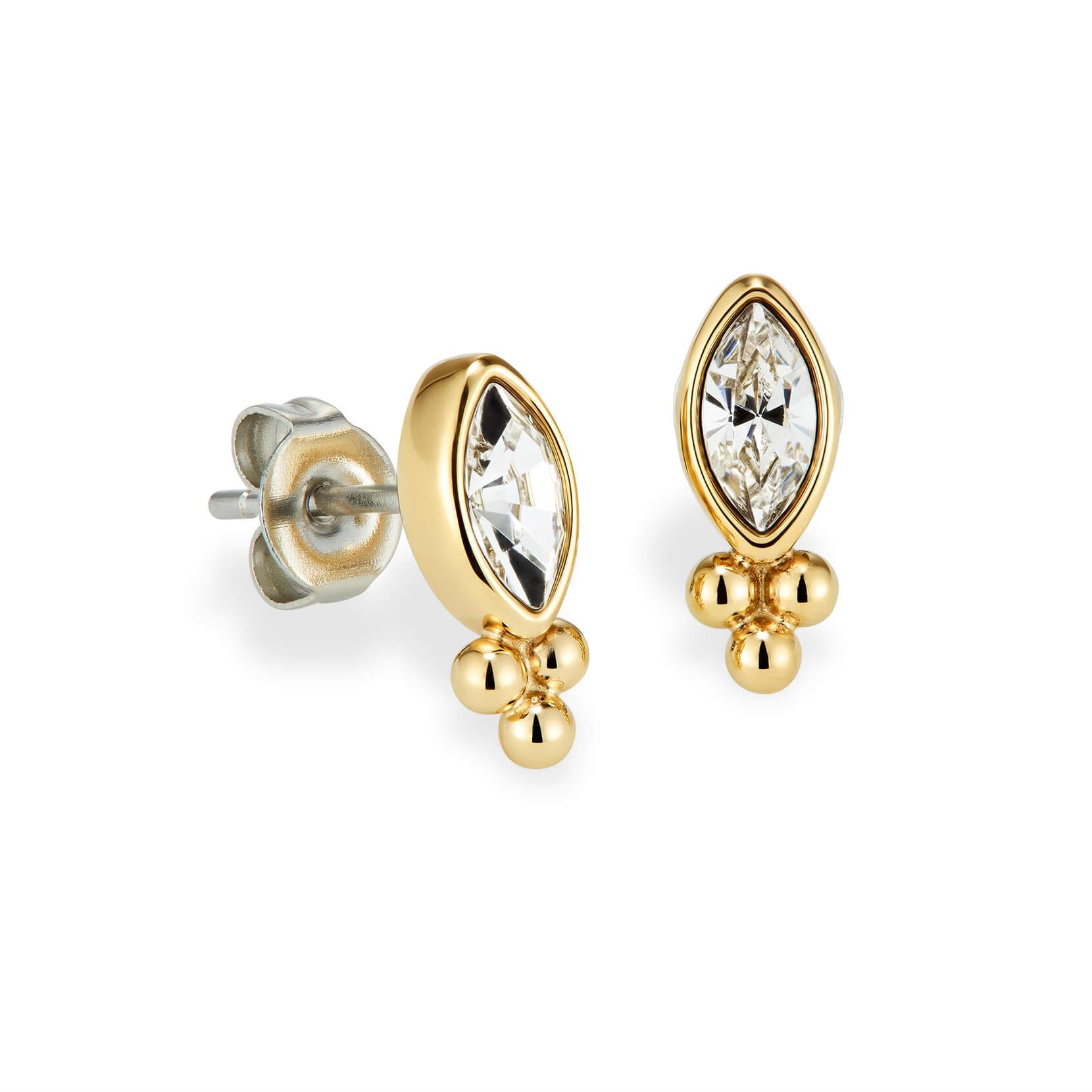 Classic Dainty Gold Plated Crystal Set Stud Earrings