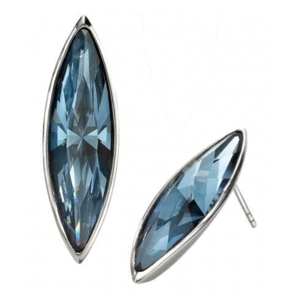 Ladies Silver Denim Blue Swarvoski Crystal Silver Earrings