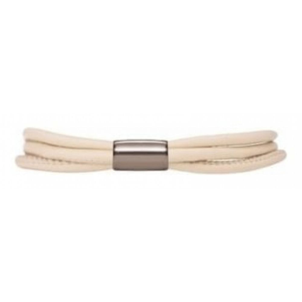 Three String Single Band Cream Leather Bracelet