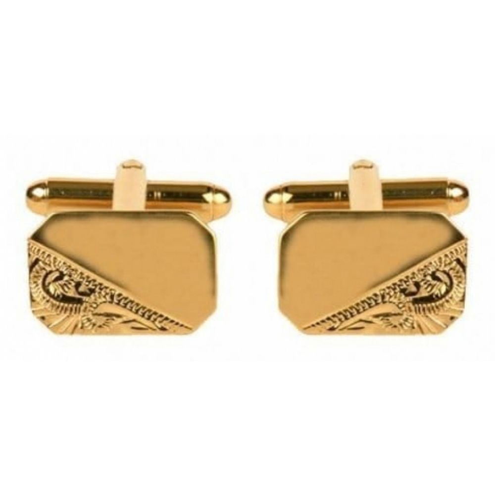 Gents Gold Plated 1/3 Pattern Cut Corner Cufflinks