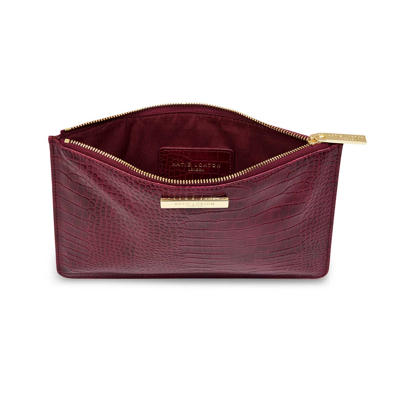 Celine Faux Croc Perfect Pouch | Burgundy