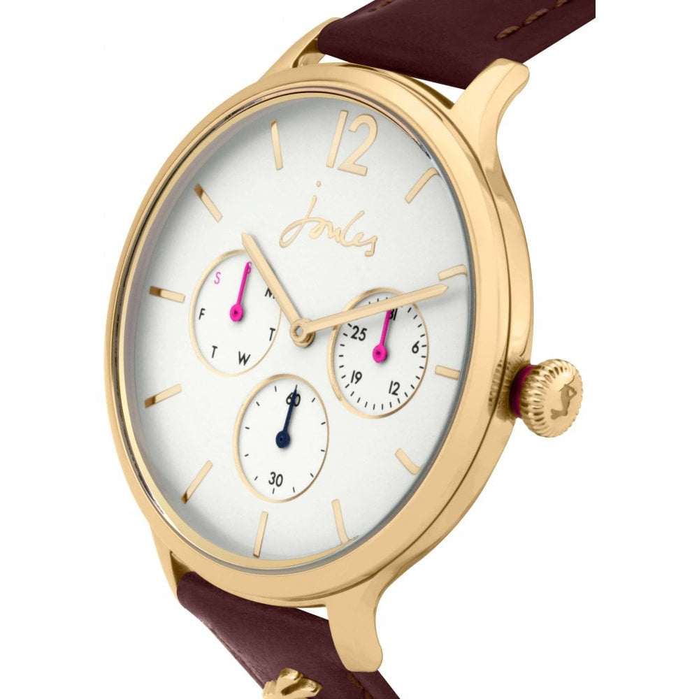 Tan Leather Strap Off White Multi Dial Ladies Watch