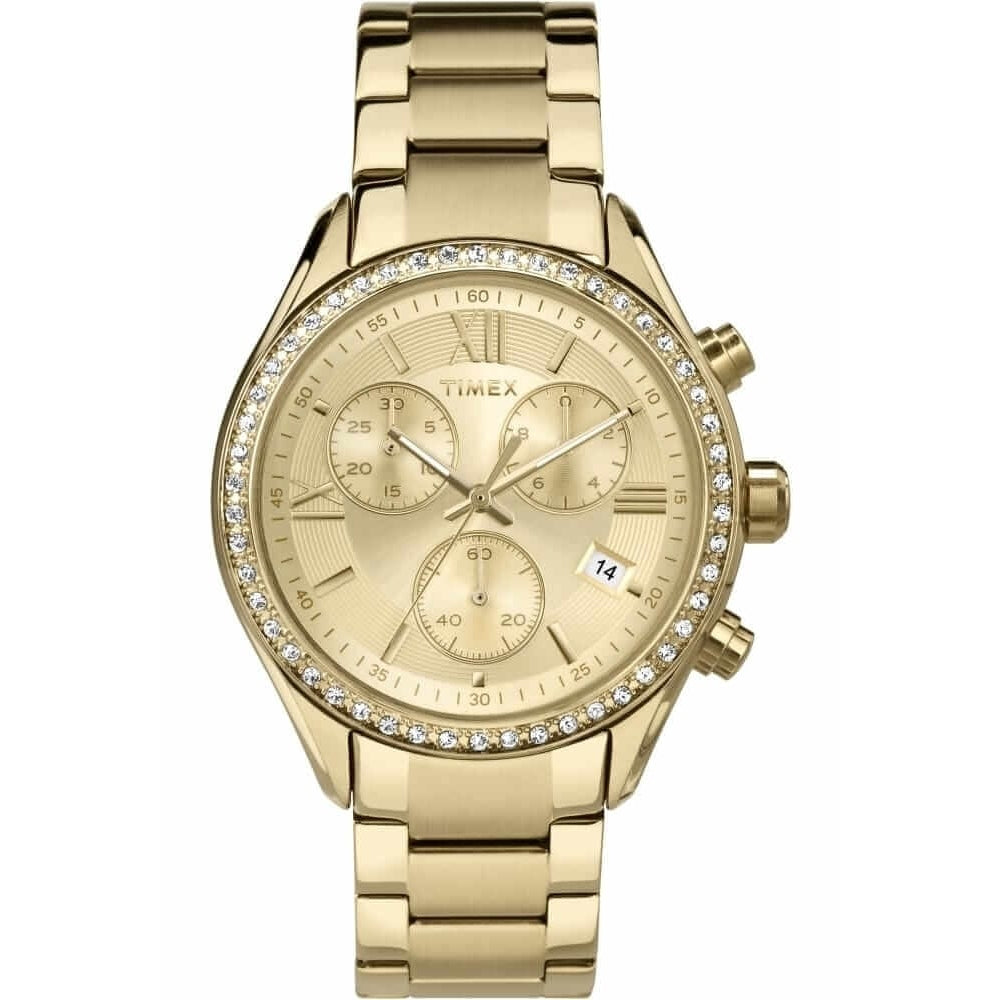 Women's chrono GT case with crystal accents and a GT bracelet