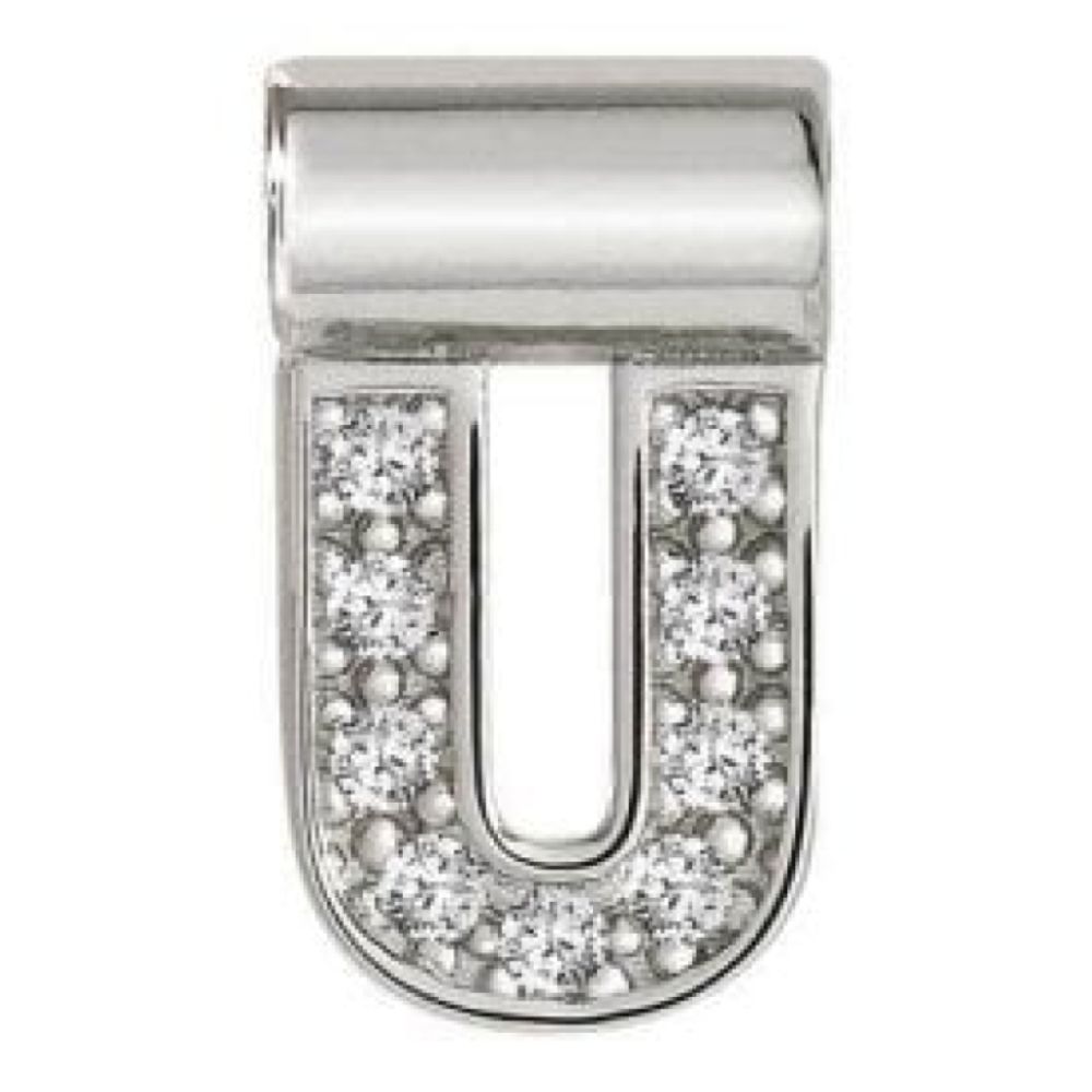 Seimia Silver Cubic Zirconia Letter U Charm