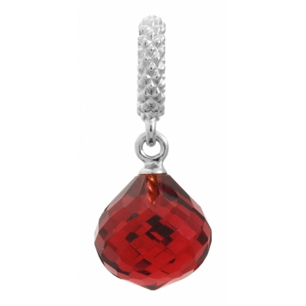 Red Crystal Drop Sterling Silver Charm