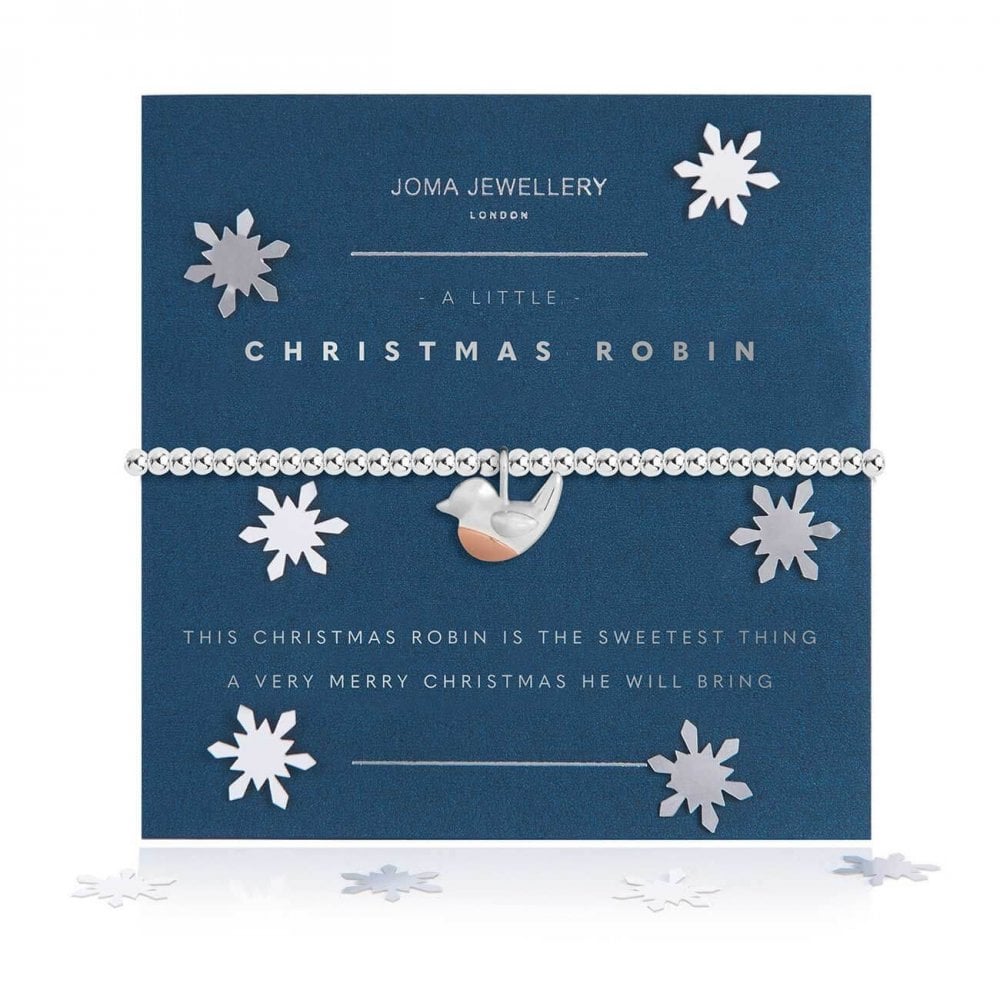 Snow Globe A Little | Christmas Robin | Silver | Bracelet | 17.5cm Stretch