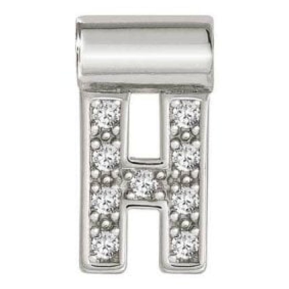 Seimia Silver Cubic Zirconia Letter H Charm