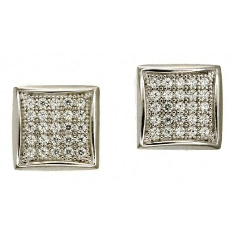 Sterling Silver And Cubic Zirconia Square Earrings