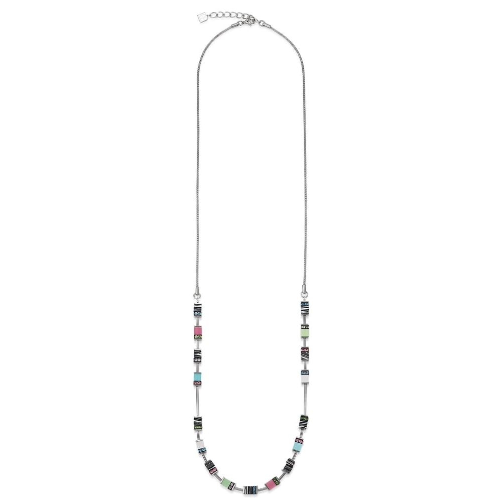 Pastel Multicolour Geo Cube Mesh Chain Necklace