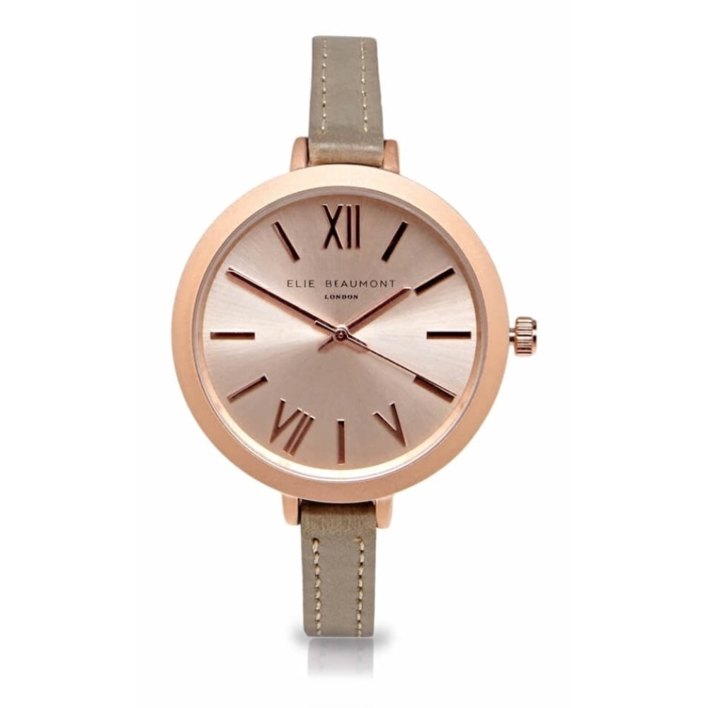 Sage Thin Strap Watch with Rose Gold Case