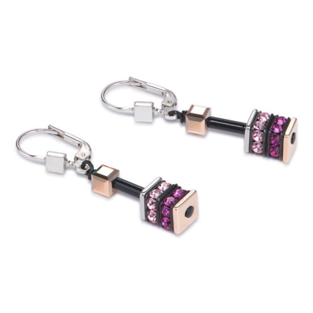 Multicolour & Rose Gold Geo Cube Pierced Earrings