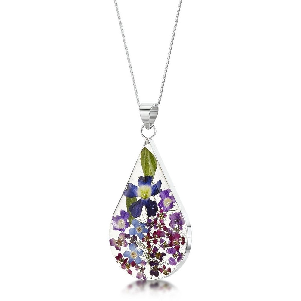 Silver Pendant - Purple Haze - Large Teardrop