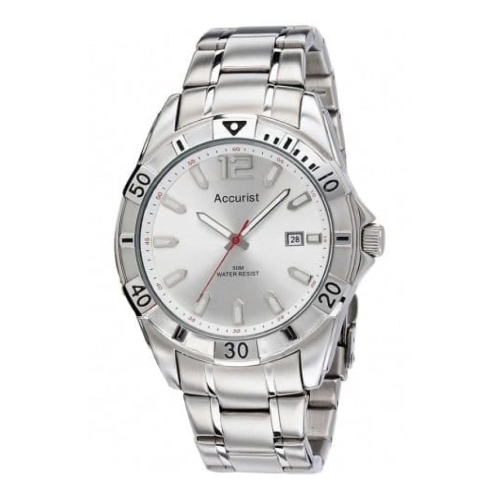 Stainless Steel Gents Bracelet Watch With Silver Dial