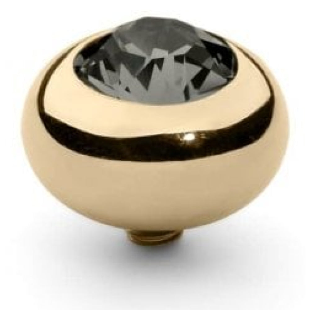 Famosa Gold 10mm Tondo Ring Top Black diamond