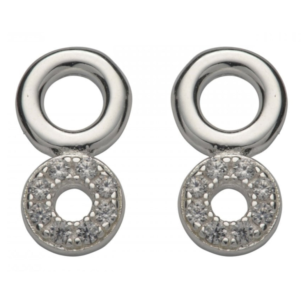 Sterling Silver 925 Round Earrings with CZ