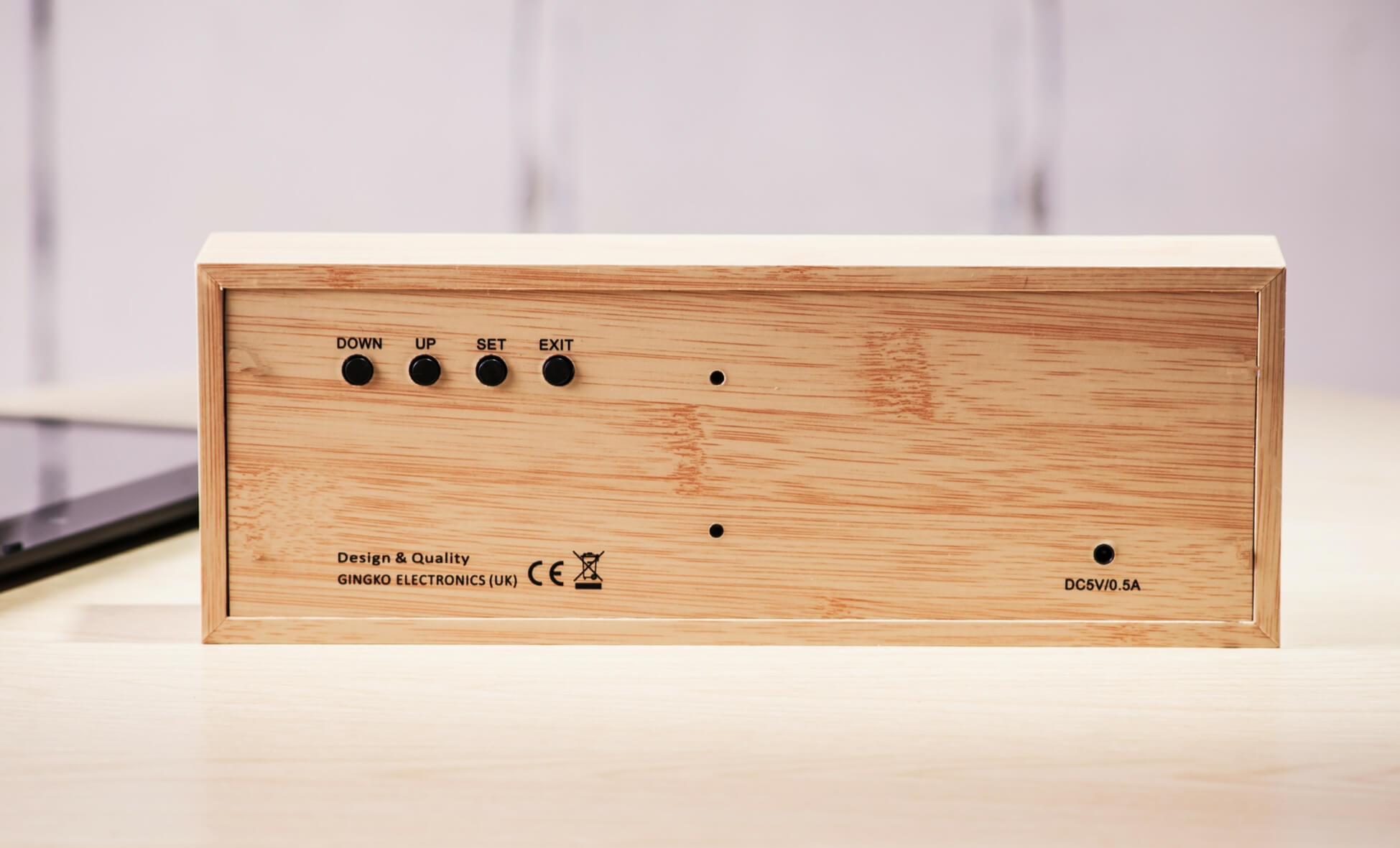 Message Click Clock- Beech/ White LED