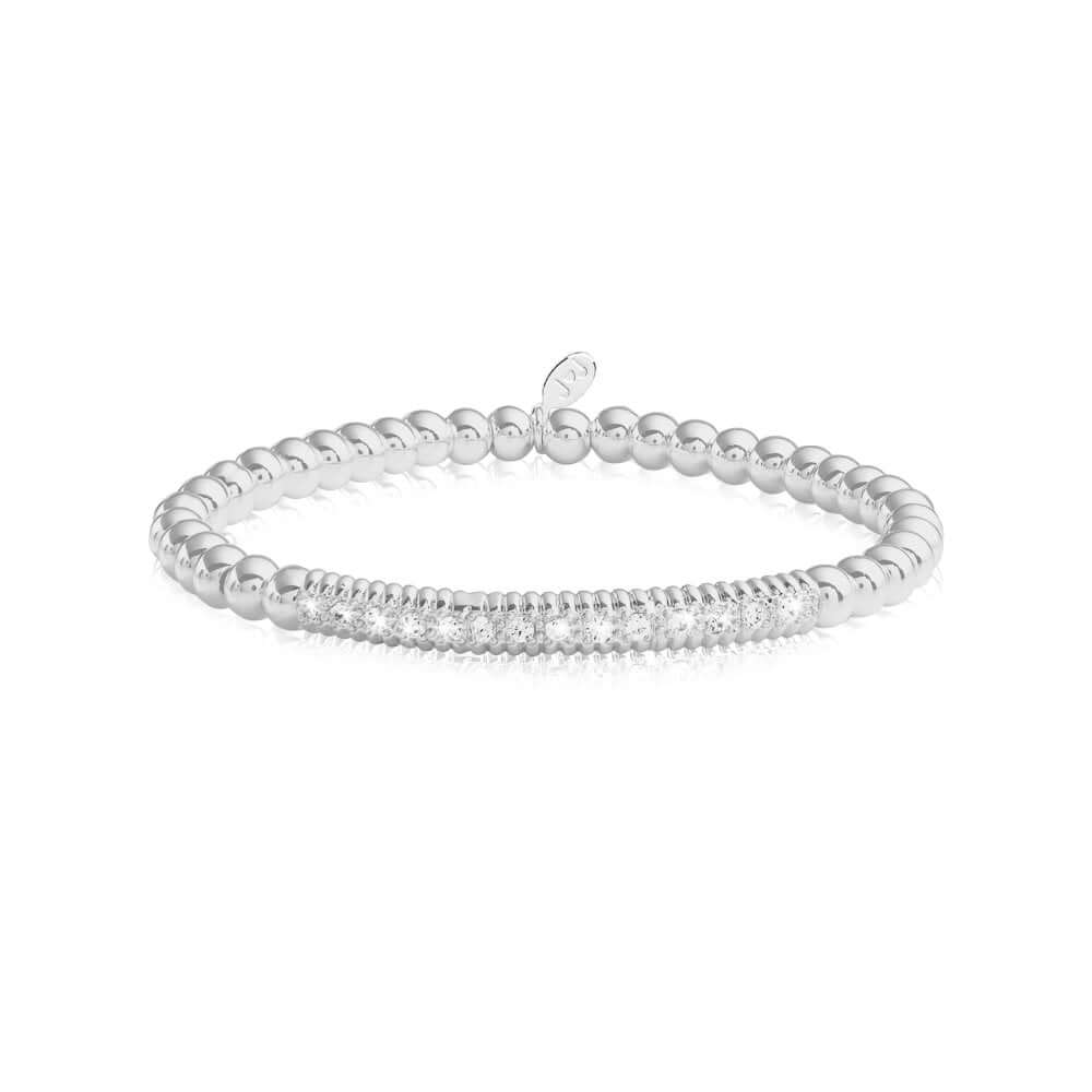 Halo Silver Pave Ball Stretch Bracelet