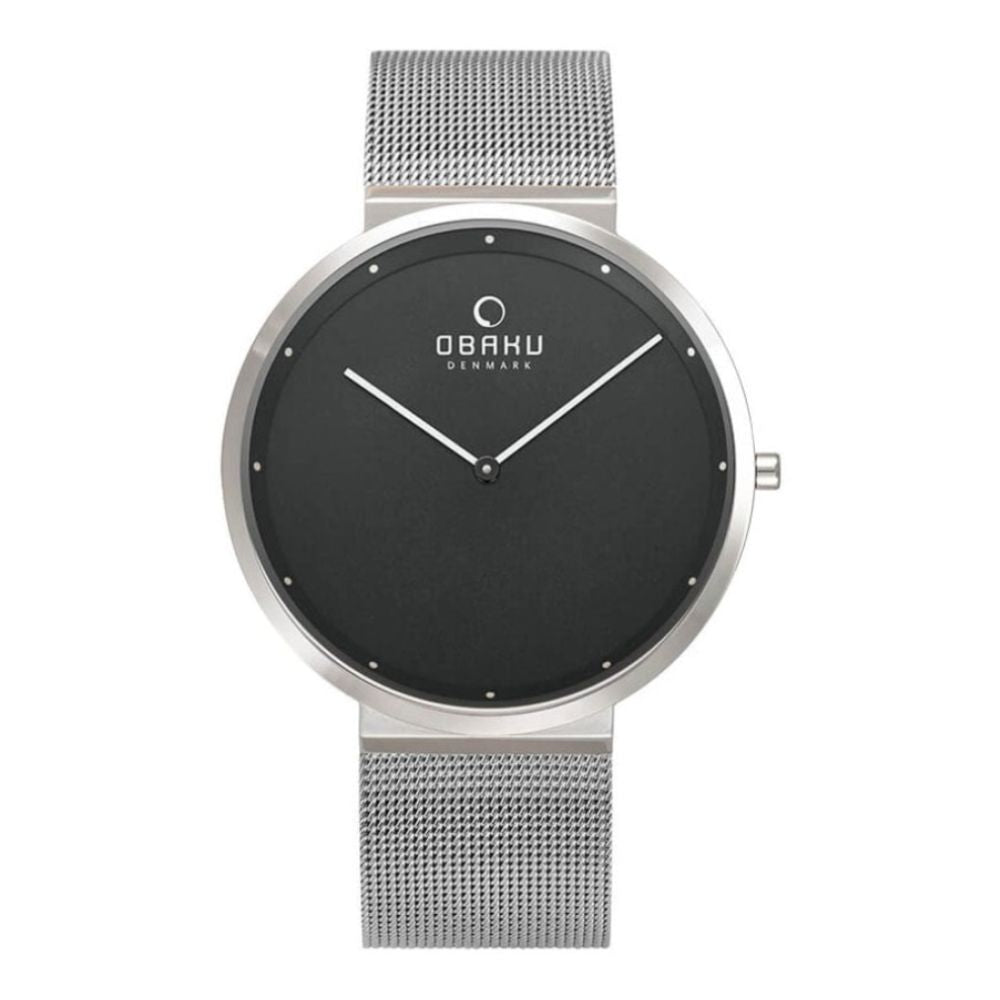 PAPIR - ONYX Stainless Steel Mesh Strap & Case With Black Dial Ultra Slim Gents Watch