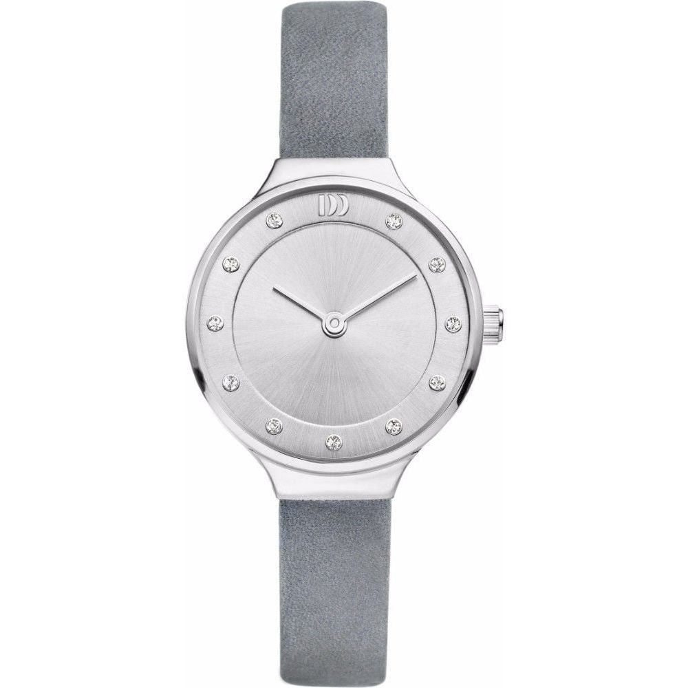 Ladies Silver Stainless Steel Grey Strap Watch