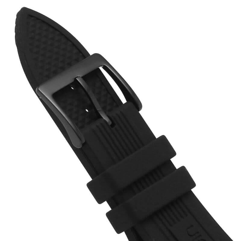 Sports Chronograph Black Dial Black Silicone Strap Gents Watch