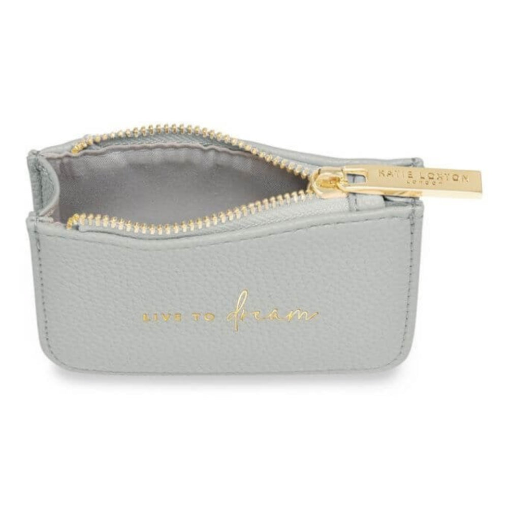 Stylish Structured Coin Purse | Live To Dream | Pale Grey | 7.7 X 10.7 X 2.7cm