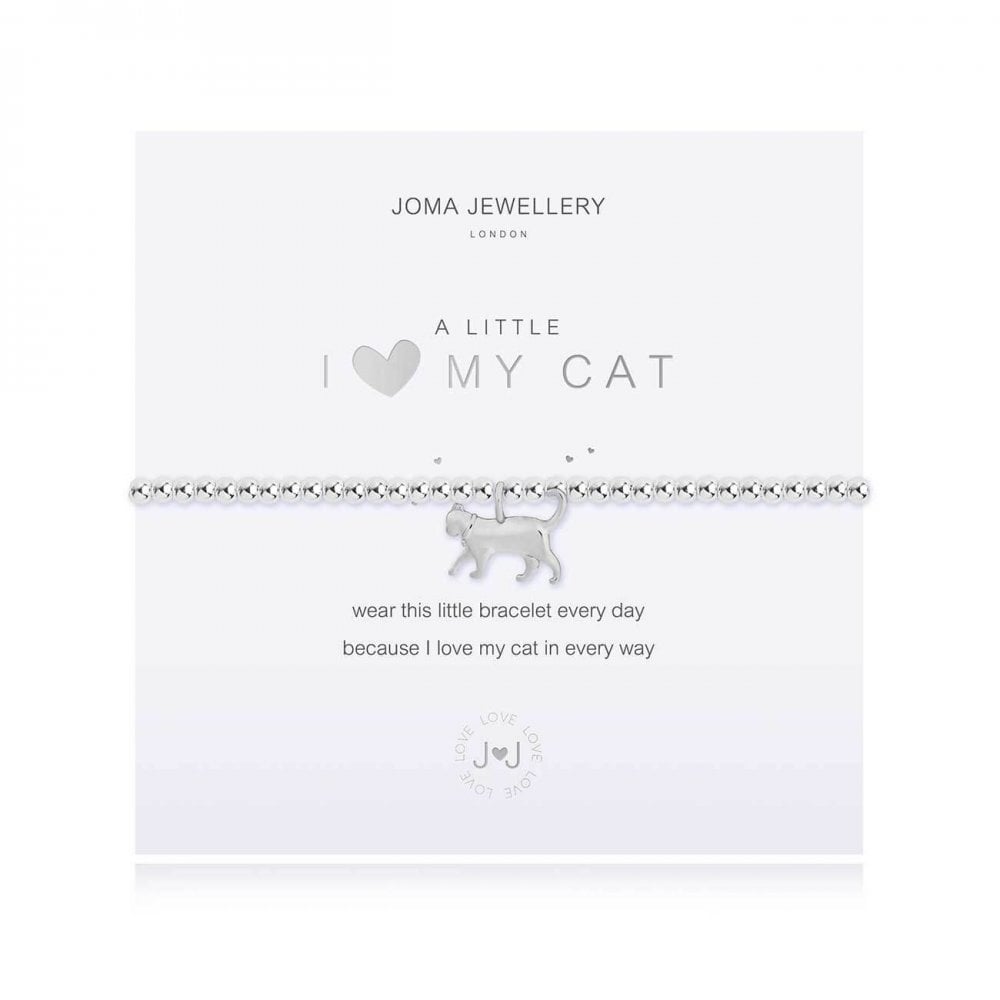 A Little | I <3 My Cat | Silver | Bracelet | 17.5cm Stretch