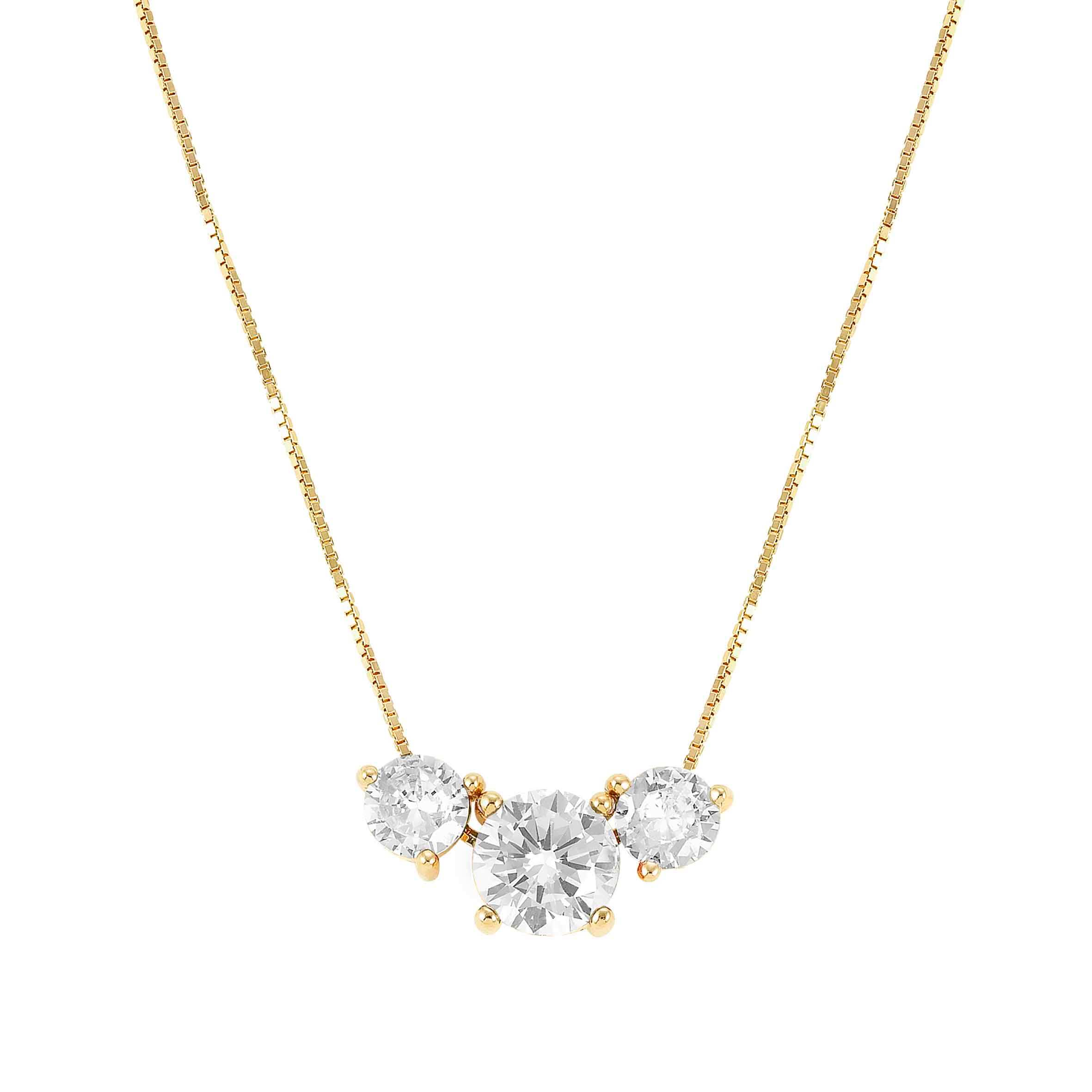 Colour Wave Necklace In Gold & White CZ