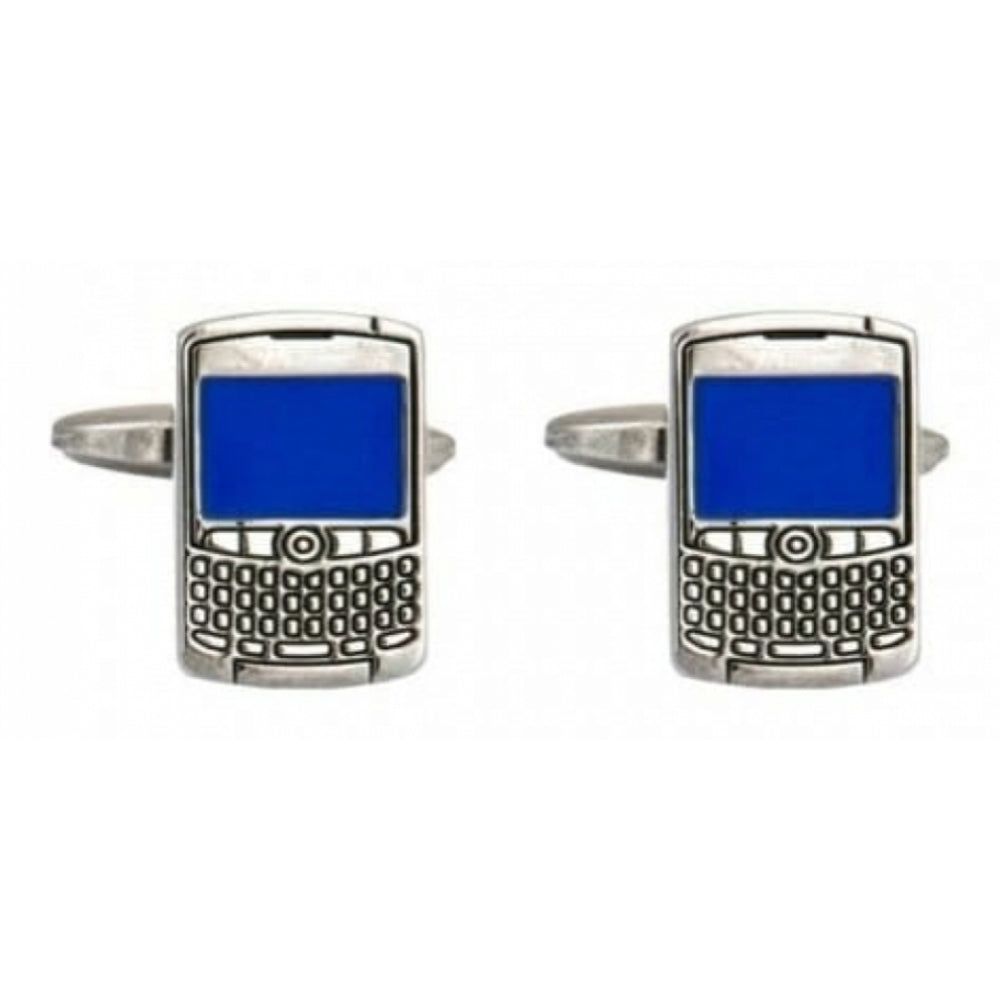 Mobile Phone Rhodium Plated Cufflinks